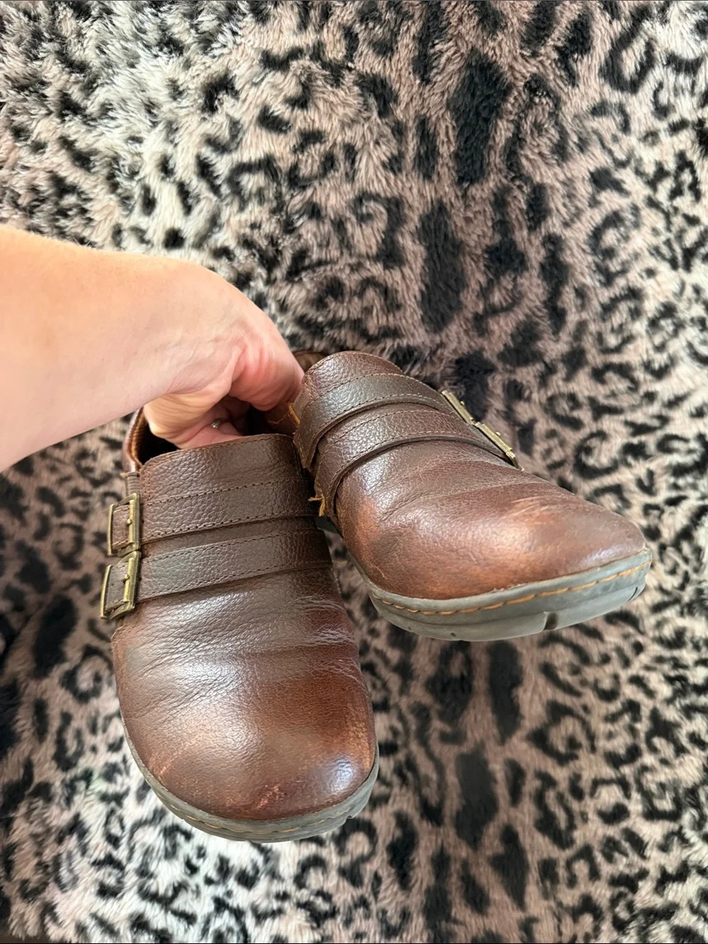 Brown WoMen's Slip-On Leather Loafers Sz 11